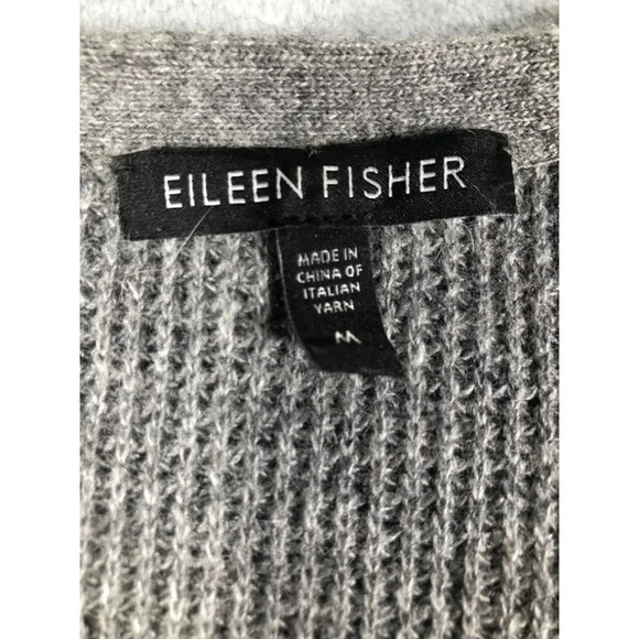 Eileen Fisher Women's M Cardigan Sweater Gray Wool Angora Cashmere rabbit hair - Picture 3 of 4
